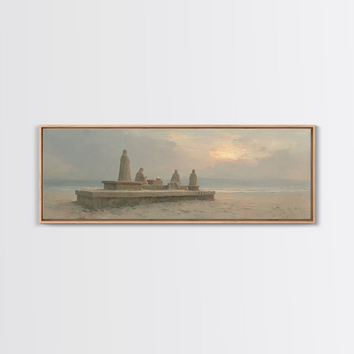 Seaside Offering Dawn | Framed Canvas Print | Christian Art Canvas | Christian Painting | Modern Christian Art | Panoramic Print | Christia