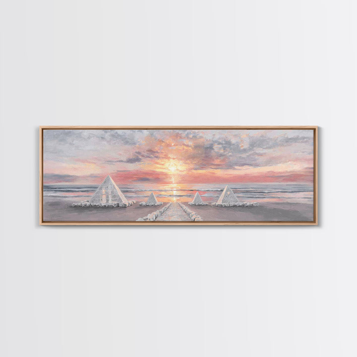 Shoreline Pyramids Light | Framed Canvas Print | Christian Wall Art | Christmas Art Prints | Christian Art Canvas | Panoramic Painting | Ch