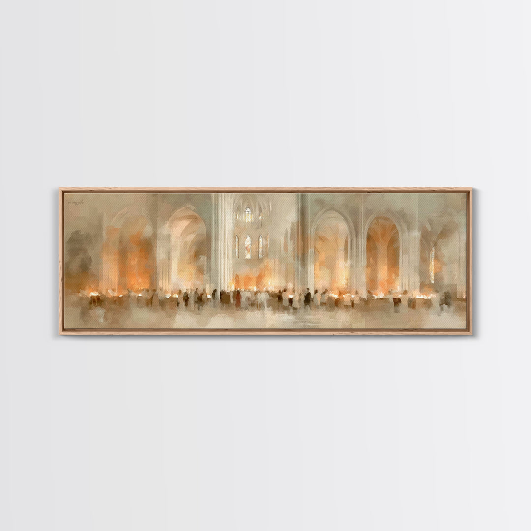 Procession Of Light, Framed Canvas Print, Christian Christmas Art, Panoramic Art, Christian Wall Art, Christmas Canvas Wall Art, Christian