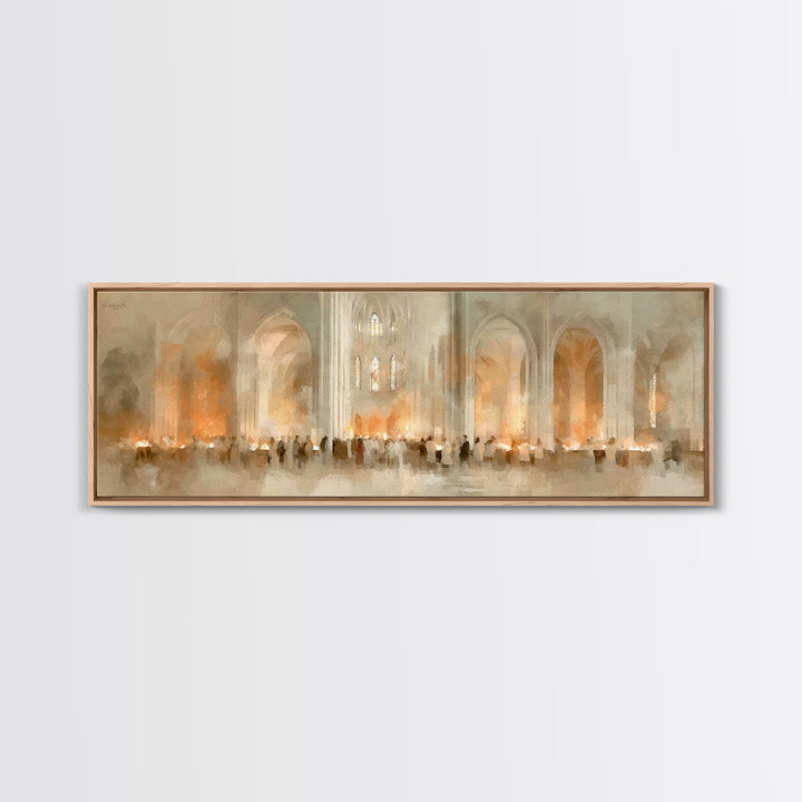 Procession Of Light, Framed Canvas Print, Christian Christmas Art, Panoramic Art, Christian Wall Art, Christmas Canvas Wall Art, Christian
