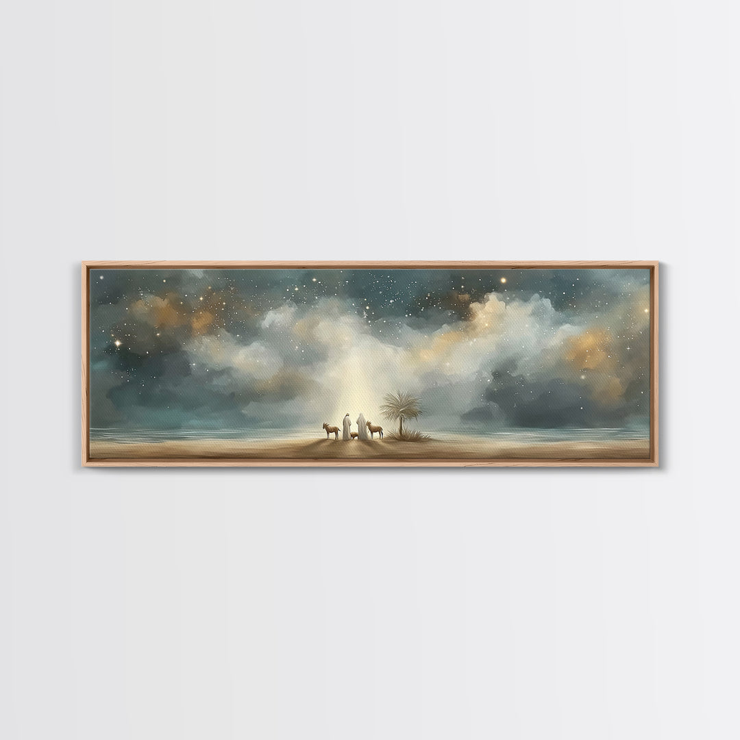 Little Holy Rest – Framed Canvas Print – Christian Christmas Art – Christian Art Canvas – Panoramic Painting – Jesus Christmas Art – Christ