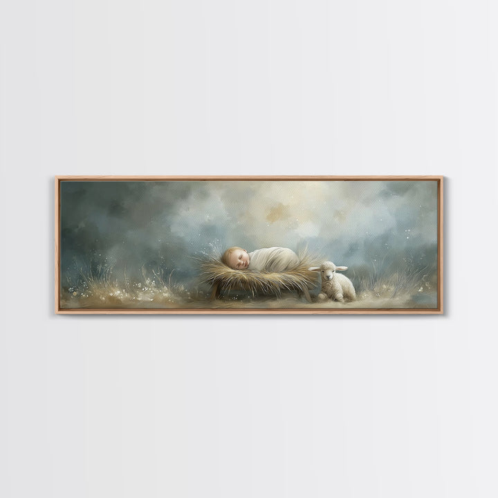 Holy Meadow Silence – Framed Canvas Print – Christian Wall Art – Christian Christmas Art – Panoramic Print – Jesus Painting – Christian Art