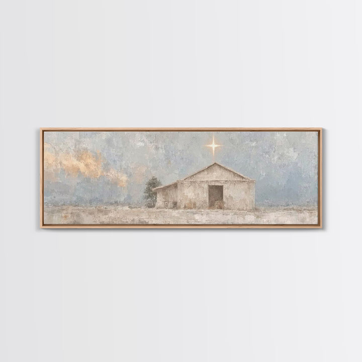 Guiding Star Haven, Framed Canvas Print, Christian Wall Art, Panoramic Art, Christian Art Canvas, Christmas Wall Art, Jesus Painting