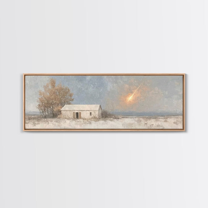 Silent Stable Light – Framed Canvas Print – Christian Art Canvas – Panoramic Wall Art – Christmas Art – Christian Wall Art – Jesus Painting