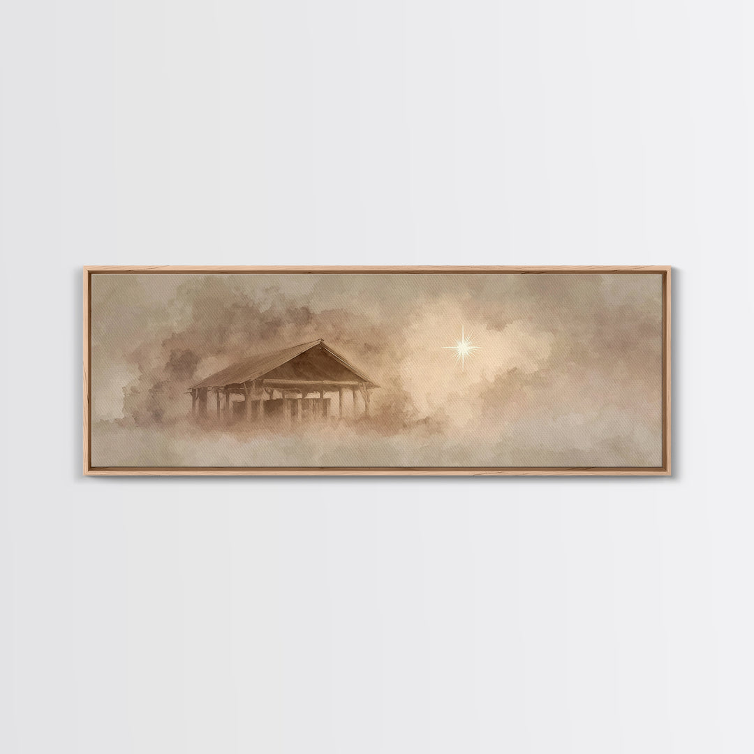 Morning Star Journey – Framed Canvas Print – Christian Art – Panoramic Art – Christmas Wall Art – Christian Art Canvas – Jesus Painting