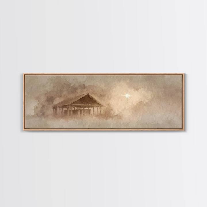 Morning Star Journey – Framed Canvas Print – Christian Art – Panoramic Art – Christmas Wall Art – Christian Art Canvas – Jesus Painting