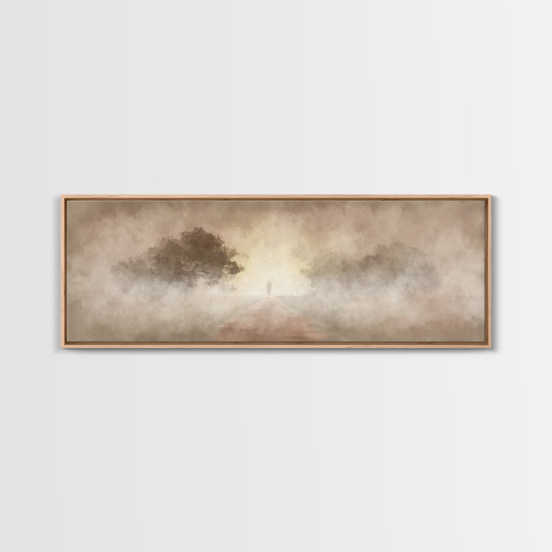Solitary Road Grace | Framed Canvas Print | Christian Wall Art | Panoramic Frame | Christian Art | Christmas Art | Jesus Painting