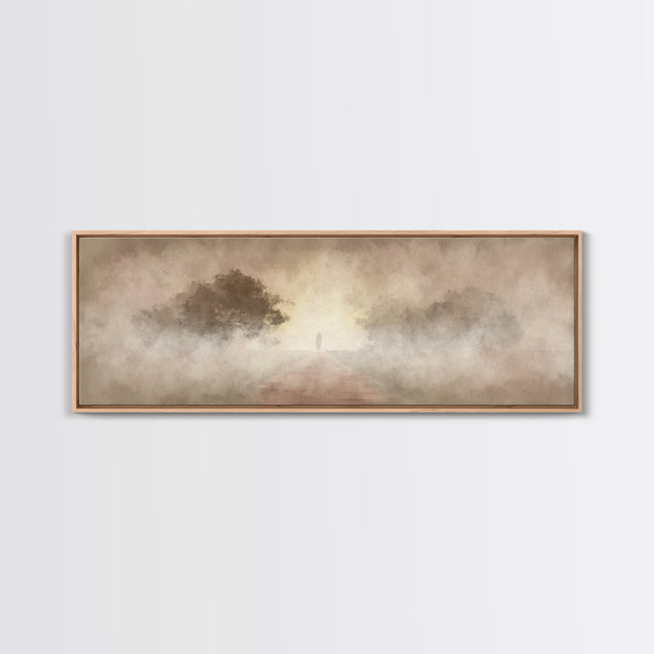 Solitary Road Grace | Framed Canvas Print | Christian Wall Art | Panoramic Frame | Christian Art | Christmas Art | Jesus Painting