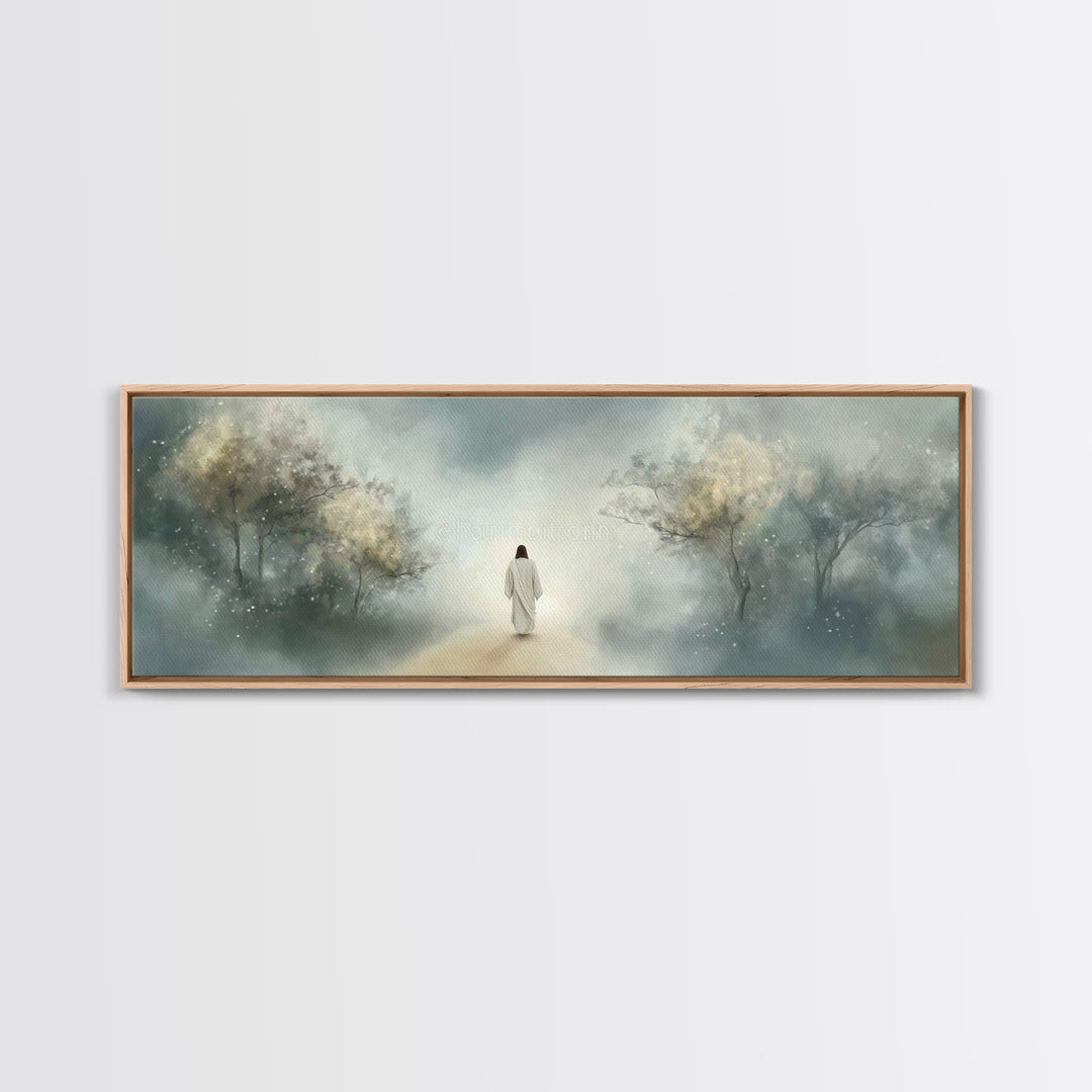 Path Of Gentle Light – Framed Canvas Print – Panoramic Art – Christian Wall Art – Jesus Painting – Christian Art Canvas – Modern Christian