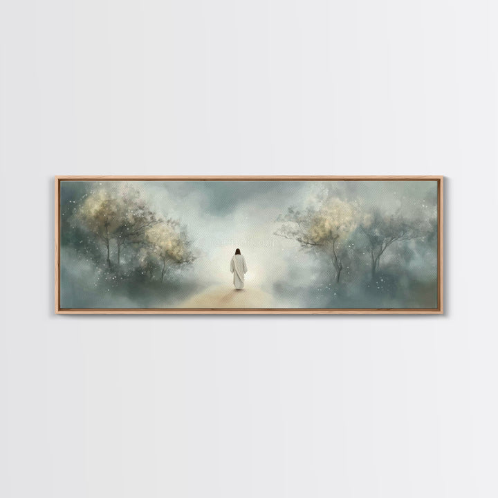 Path Of Gentle Light – Framed Canvas Print – Panoramic Art – Christian Wall Art – Jesus Painting – Christian Art Canvas – Modern Christian