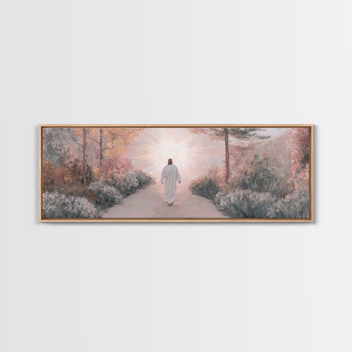 Garden Of His Peace | Framed Canvas Print | Panoramic Wall Art | Christian Art | Jesus Painting | Christian Art Canvas | Subtle Christian A