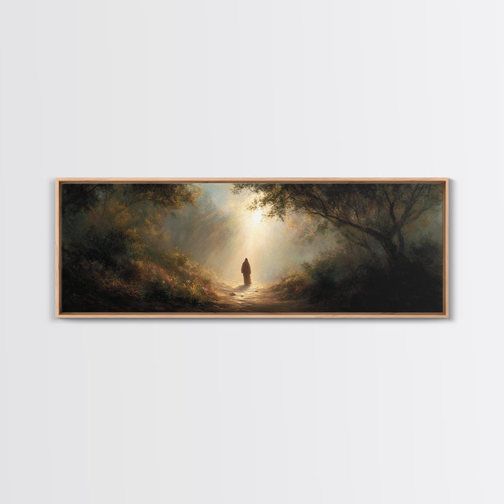 Valley Of Holy Dawn – Framed Canvas Print – Panoramic Print – Christian Art – Jesus Painting – Christian Wall Art – Modern Christian Painti