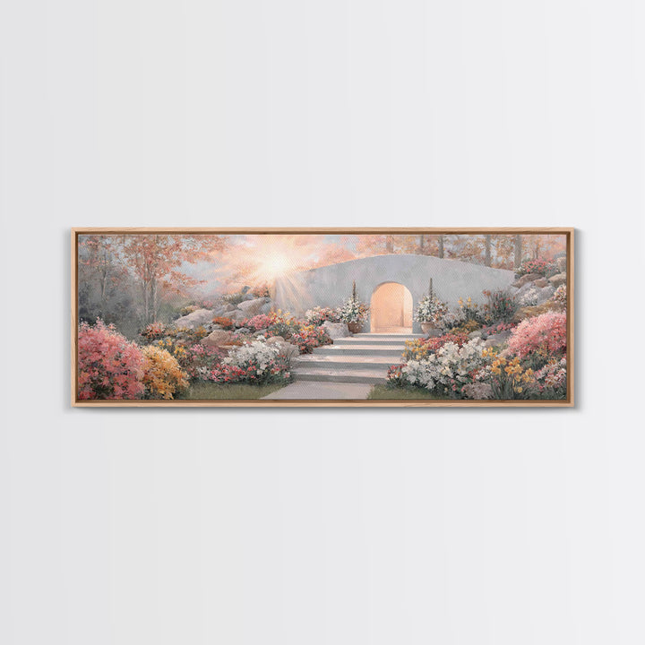 Sacred Forest Journey | Framed Canvas Print | Panoramic Frame | Christian Art | Jesus Painting | Christian Art Canvas | Moody Christian Art