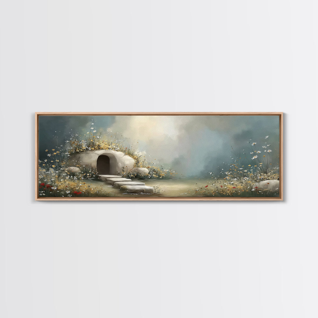 Heavenly Bloom Path | Framed Canvas Print | Christian Art Canvas | Christian Christmas Art | Panoramic Wall Art | Christian Wall Art | Jesu