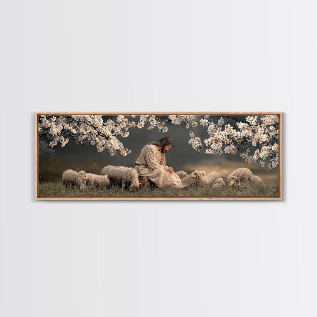 Stillness Of Grace | Framed Canvas Print | Panoramic Frame | Christian Wall Art | Christian Art Canvas | Christian Christmas Art | Jesus Pa