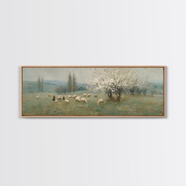Pasture Of Grace – Framed Canvas Print – Panoramic Art – Christian Wall Art – Christian Art Canvas – Jesus Painting – Christian Christmas A