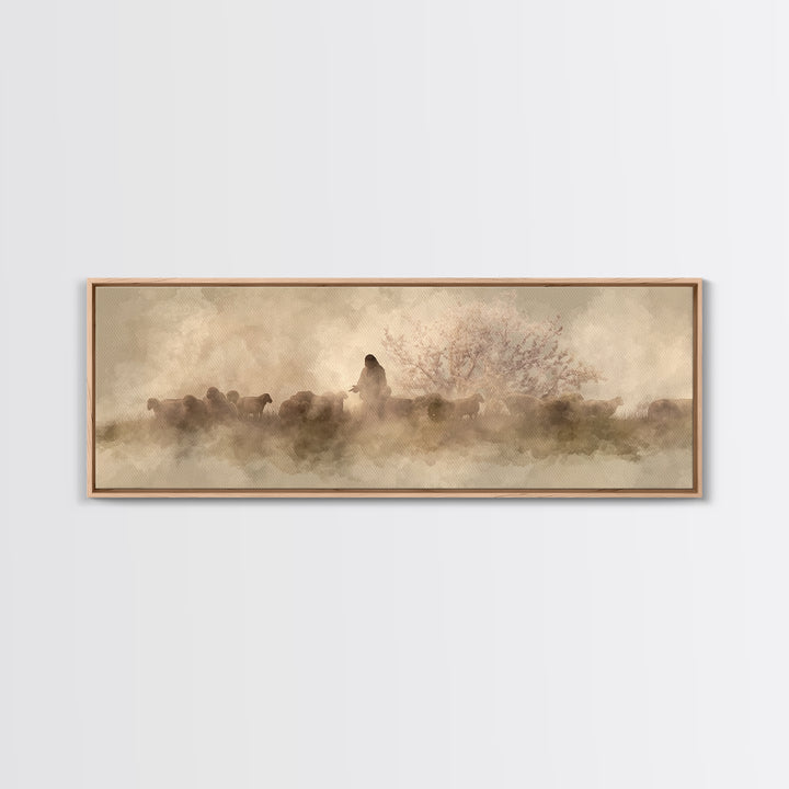 Mist Of Mercy | Framed Canvas Print | Panoramic Painting | Christian Wall Art | Christian Art Canvas | Christian Christmas Art | Jesus Pain