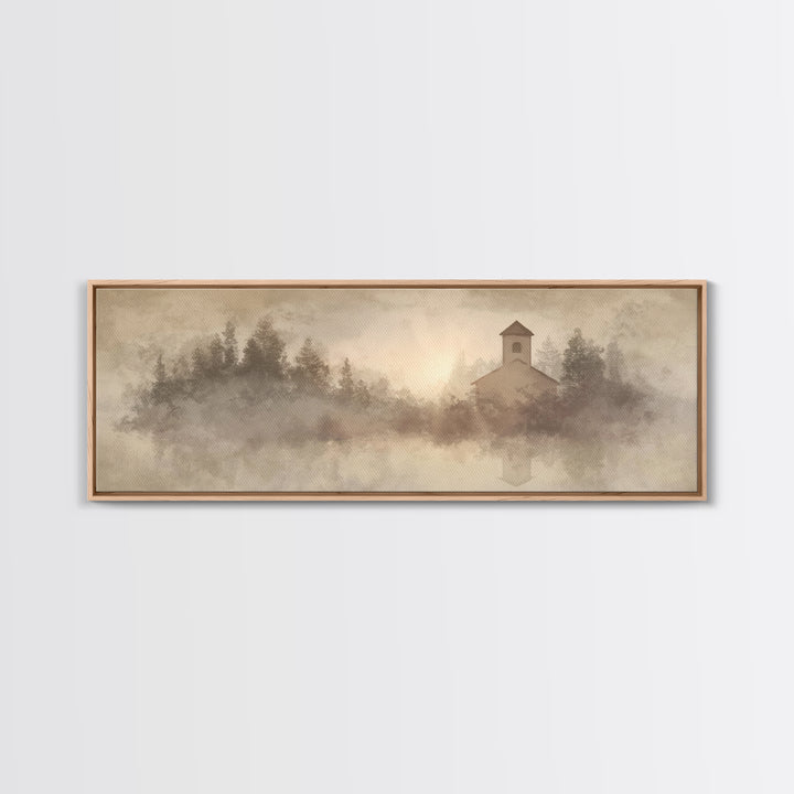 Sanctuary In Light – Framed Canvas Print – Panoramic Print – Christian Christmas Art – Christian Wall Art – Christian Art Canvas – Christia
