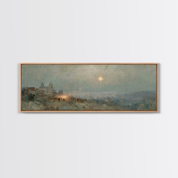 Bethlehem Night Sky | Framed Canvas Print | Christmas Art | Panoramic Painting | Christian Wall Art | Christian Art Canvas | Christian Chri