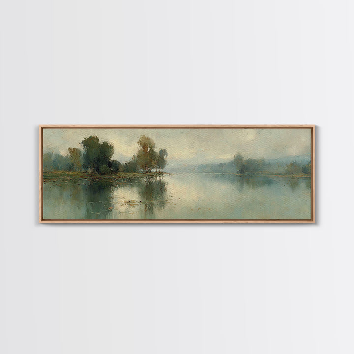 Riverland Peace Horizon | Framed Canvas Print | Christian Art Canvas | Panoramic Wall Art | Christian Painting | Christian Decor | Christma