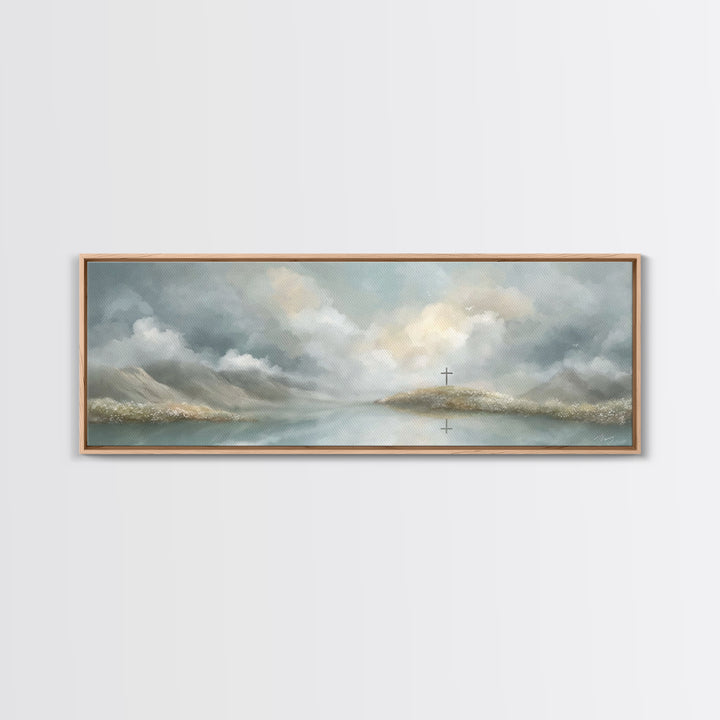 Light Of Redemption, Framed Canvas Print, Christian Painting, Panoramic Wall Art, Christian Art Canvas, Jesus Painting, Christian Decor