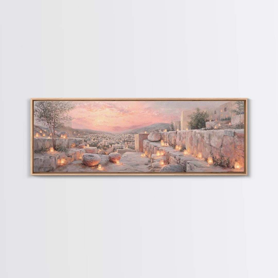 Lantern Path Blessing – Framed Canvas Print – Christian Art Print – Panoramic Wall Art – Christmas Art – Christian Wall Art – Christian Gif