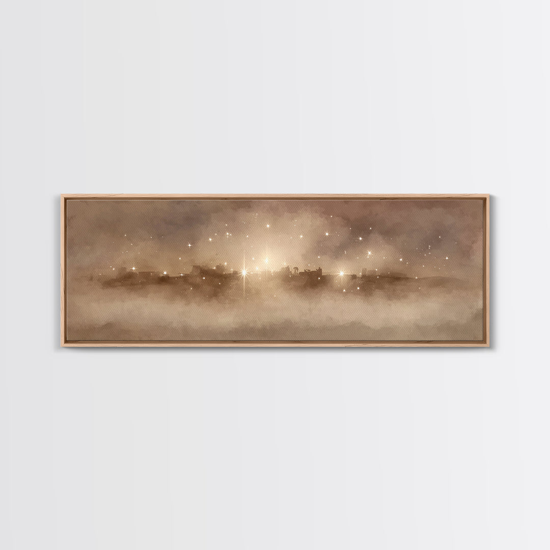 City Of Holy Light – Framed Canvas Print – Christian Art – Panoramic Frame – Christmas Art – Christian Christmas Art – Christian Art Canvas
