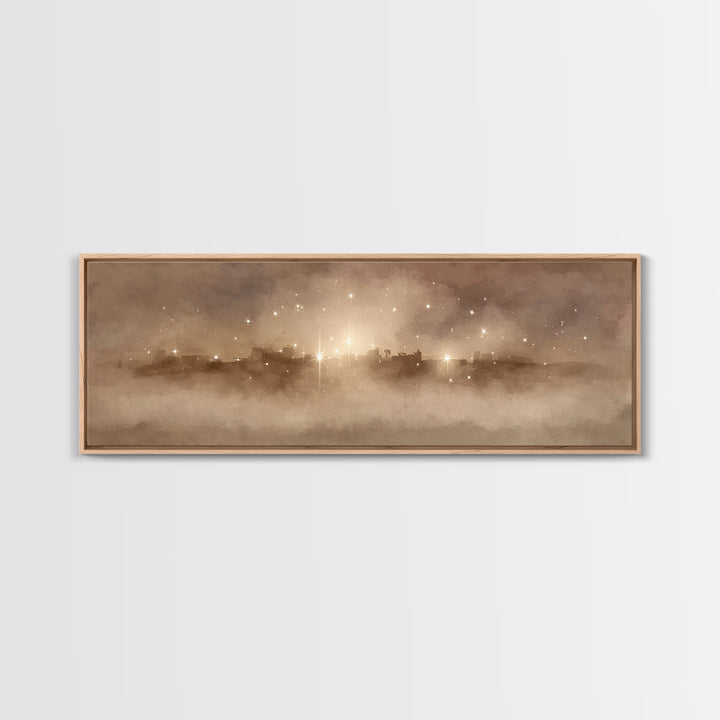 City Of Holy Light – Framed Canvas Print – Christian Art – Panoramic Frame – Christmas Art – Christian Christmas Art – Christian Art Canvas