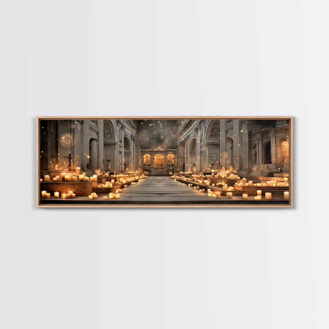 Sanctuary Of Glory, Framed Canvas Print, Christian Wall Art, Christmas Art, Panoramic Painting, Christian Art Canvas, Christian Decorations