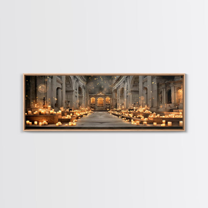 Sanctuary Of Glory, Framed Canvas Print, Christian Wall Art, Christmas Art, Panoramic Painting, Christian Art Canvas, Christian Decorations