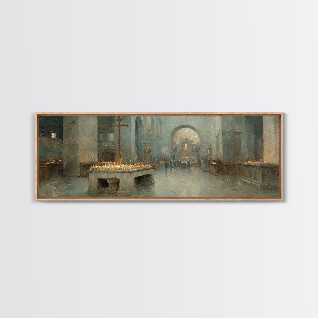 Silent Chapel Peace – Framed Canvas Print – Christian Art Canvas – Panoramic Wall Art – Christmas Art – Christian Wall Art – Christian Gift