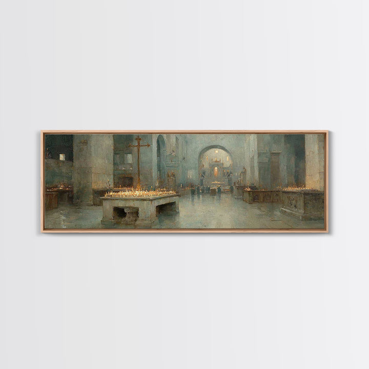 Silent Chapel Peace – Framed Canvas Print – Christian Art Canvas – Panoramic Wall Art – Christmas Art – Christian Wall Art – Christian Gift