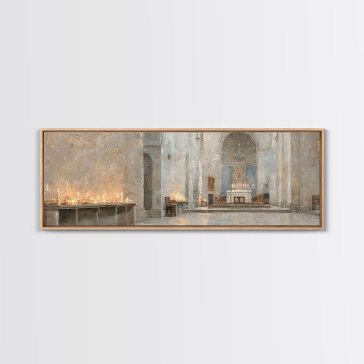 Holy Quiet Evening | Framed Canvas Print | Christian Art Canvas | Panoramic Frame | Christmas Art | Christian Wall Art | Christian Decor