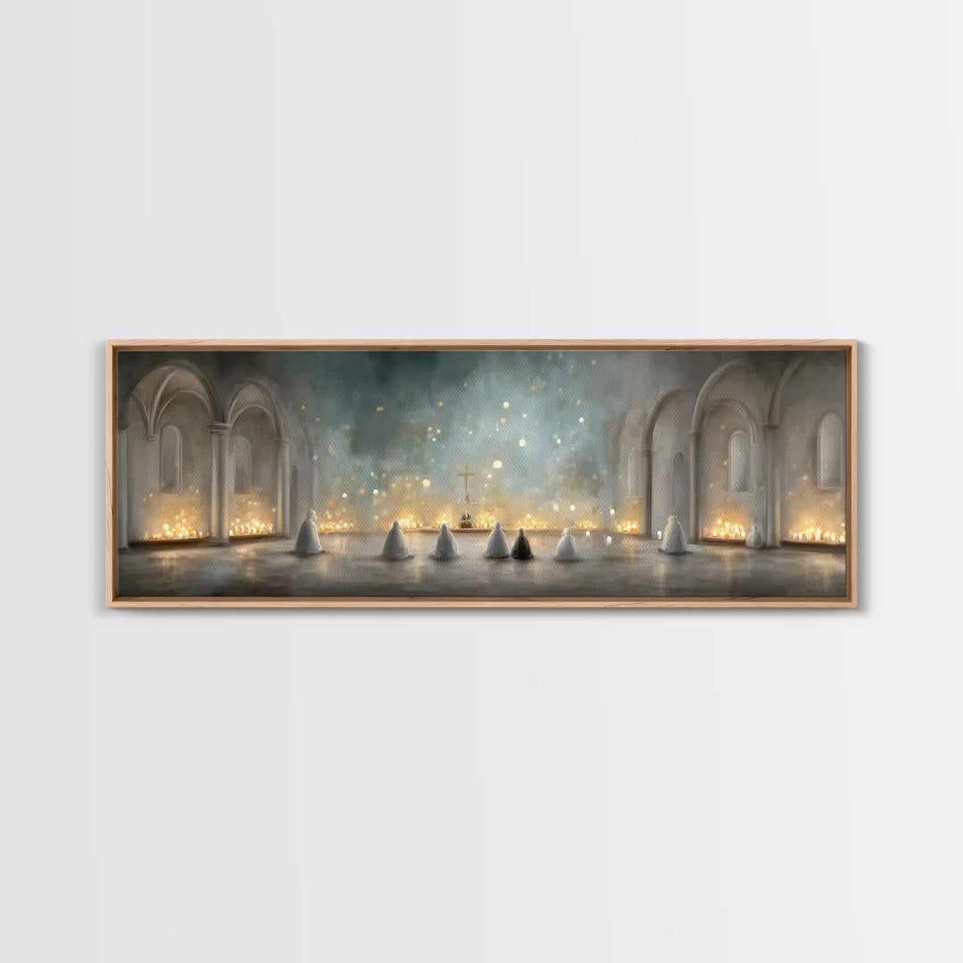Riverside Shepherd Calm | Framed Canvas Print | Jesus Painting | Christian Wall Art | Panoramic Art | Christian Art Canvas | Christian Gift