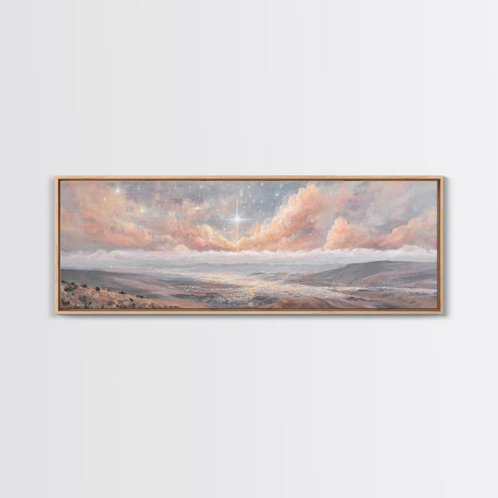 The Guiding Star – Framed Canvas Print – Christian Wall Art – Panoramic Art – Christian Art Canvas – Christmas Art – Christian Decor