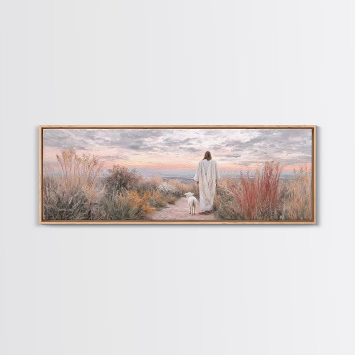 Path Of Peace - Framed Canvas Print - Christian Wall Art - Jesus Art Print - Panoramic Wall Art - Large Christian Painting - Christian Gift