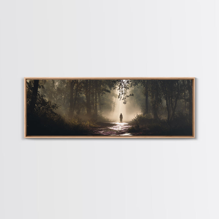 Forest Of Hope - Framed Canvas Print - Christian Wall Art - Jesus Painting - Panoramic Frame - Christian Art Canvas - Moody Christian Art -
