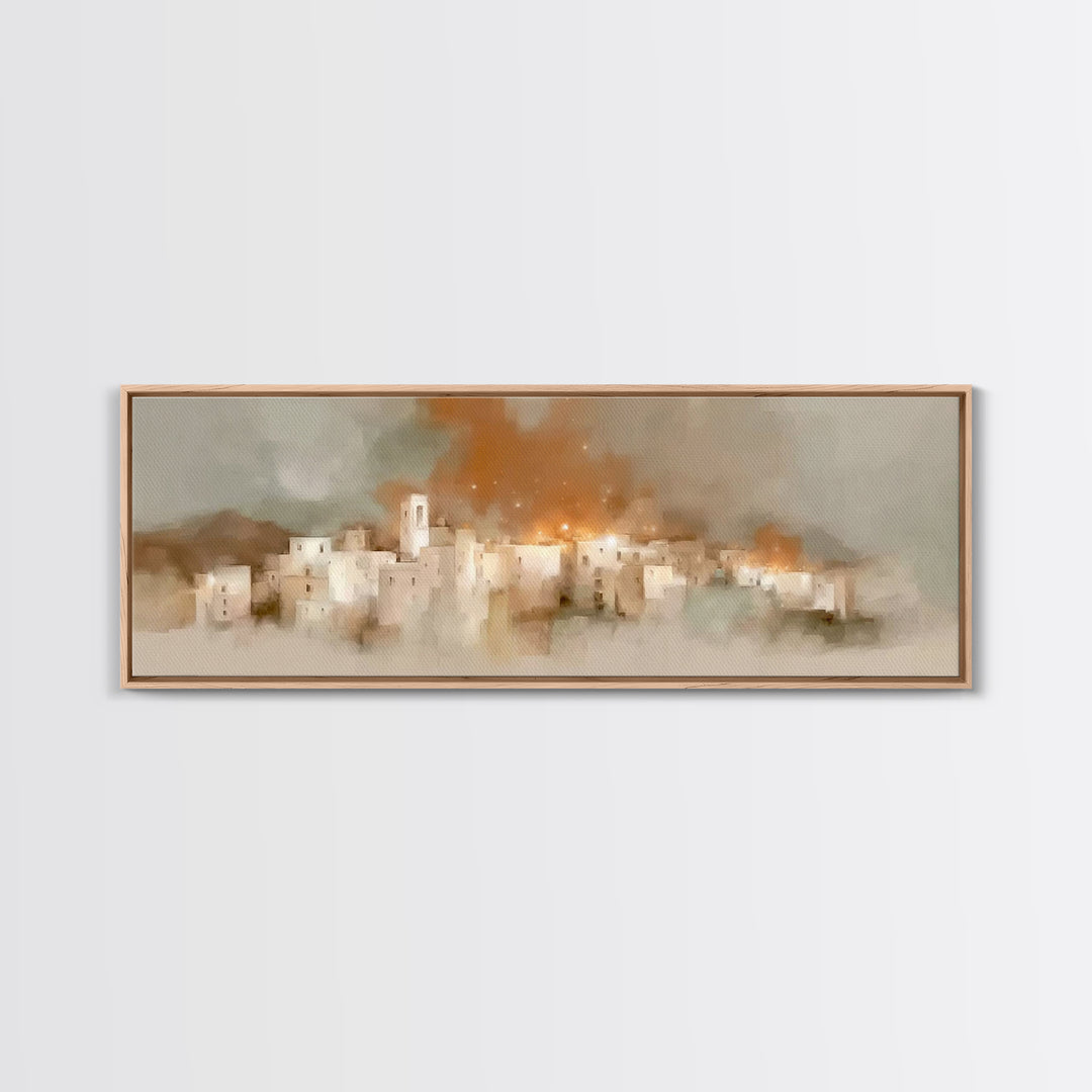 Bethlehem Glow | Framed Canvas Print | Christian Wall Art | Panoramic Art | Christian Art Print | Christmas Art | Unique Christian Art