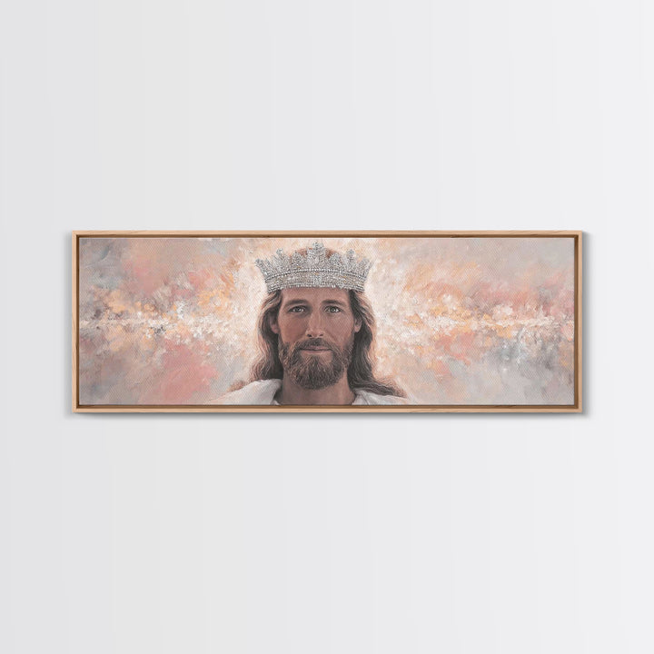 King Of Heaven | Framed Canvas Print | Panoramic Art | Jesus Canvas Art | Christian Wall Art | Modern Christian Art | Christian Art Prints