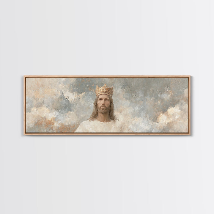 Radiant Crown Light, Framed Canvas Print, Panoramic Painting, Christian Wall Art, Jesus Painting, Christian Art Canvas, Modern Christian Ar