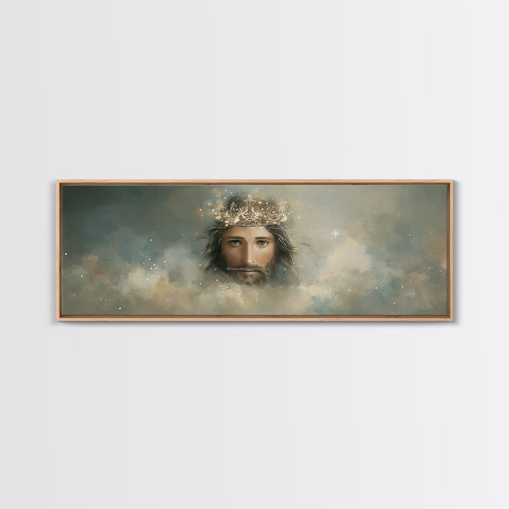 Heavenly Crown – Framed Canvas Print – Christian Wall Art – Jesus Painting – Panoramic Art – Christian Christmas Art – Christian Decor