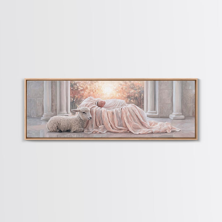 Holy Dawn, Framed Canvas Print, Christian Wall Art, Jesus Christmas Art, Panoramic Print, Christian Art Canvas, Christian Christmas Art