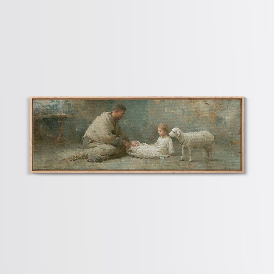 Shepherd’s Welcome – Framed Canvas Print – Christian Wall Art – Christmas Art – Panoramic Print – Christian Art Canvas – Christian Gift Ide