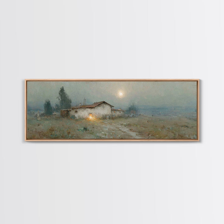 Quiet Bethlehem Glow | Framed Canvas Print | Panoramic Art | Christmas Wall Art | Christian Art Canvas | Christmas Art Prints | Christian D