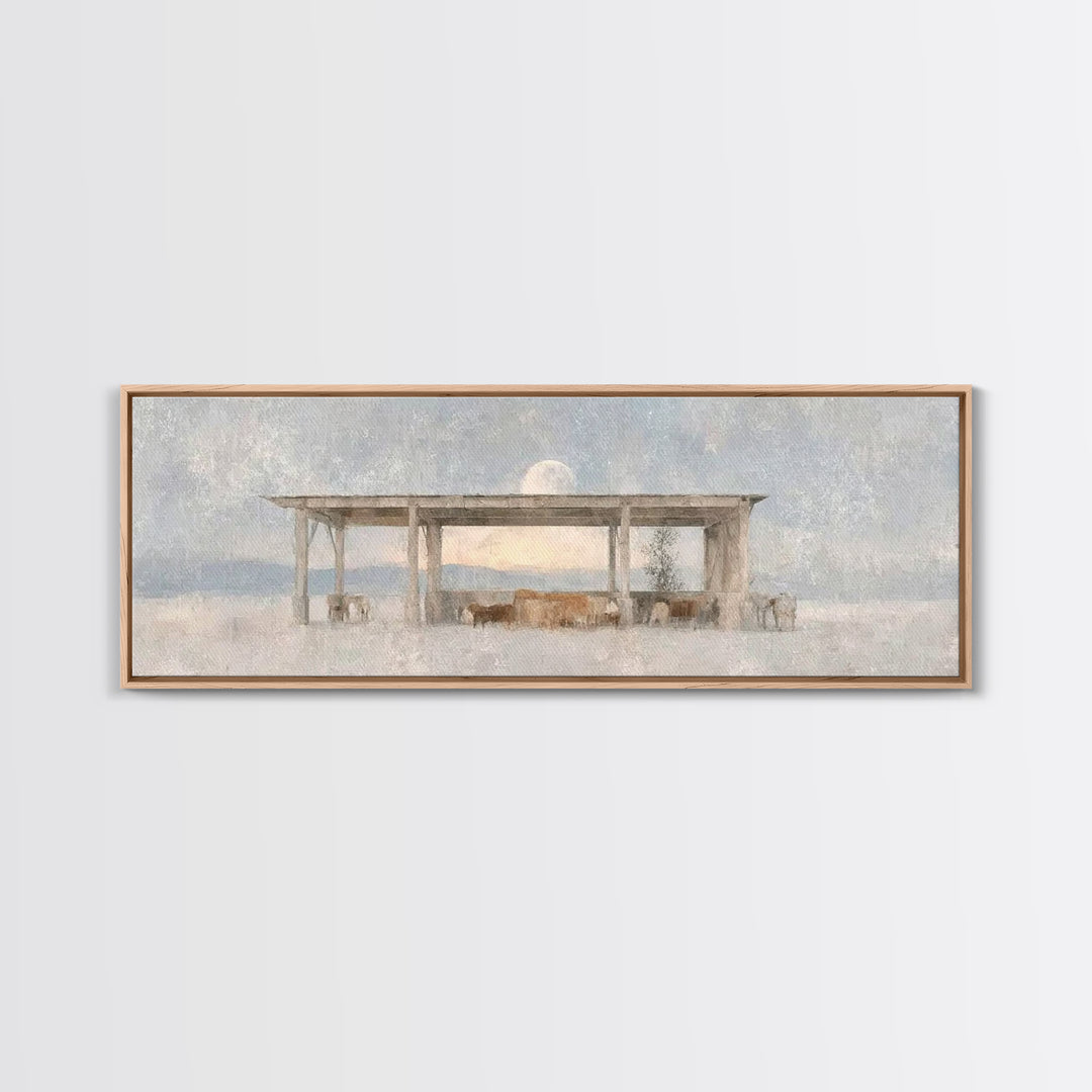 Winter Pasture Grace – Framed Canvas Print – Panoramic Art – Christian Wall Art – Christmas Art – Christian Art Canvas – Christmas Decorati