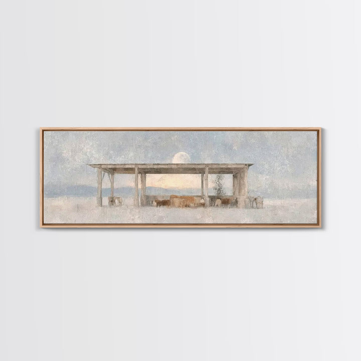 Winter Pasture Grace – Framed Canvas Print – Panoramic Art – Christian Wall Art – Christmas Art – Christian Art Canvas – Christmas Decorati