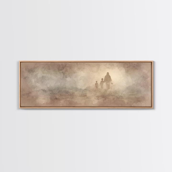 Path Of Light, Framed Canvas Print, Christian Wall Art, Jesus Painting, Panoramic Art, Christian Art Canvas, Christmas Wall Art