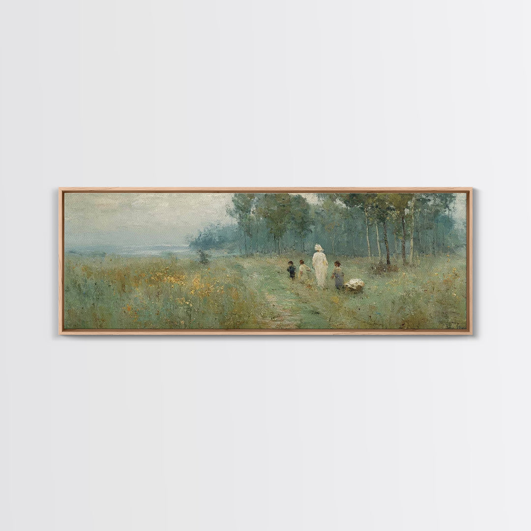 Morning Meadow | Framed Canvas Print | Christian Wall Art | Panoramic Frame | Christian Art Canvas | Jesus Painting | Christmas Art
