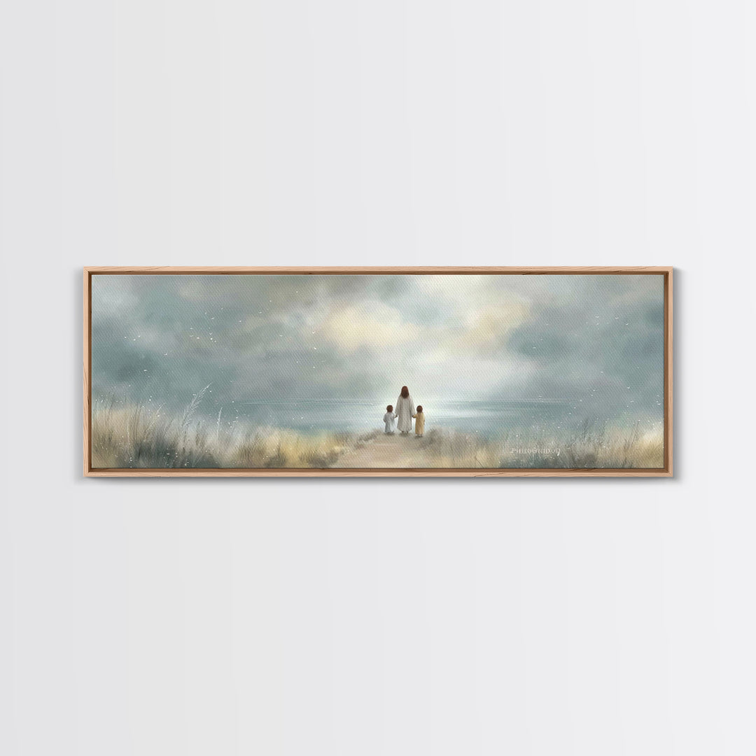 Quiet Flock | Framed Canvas Print | Christian Art Canvas | Panoramic Painting | Christian Wall Art | Christmas Art | Modern Christian Art