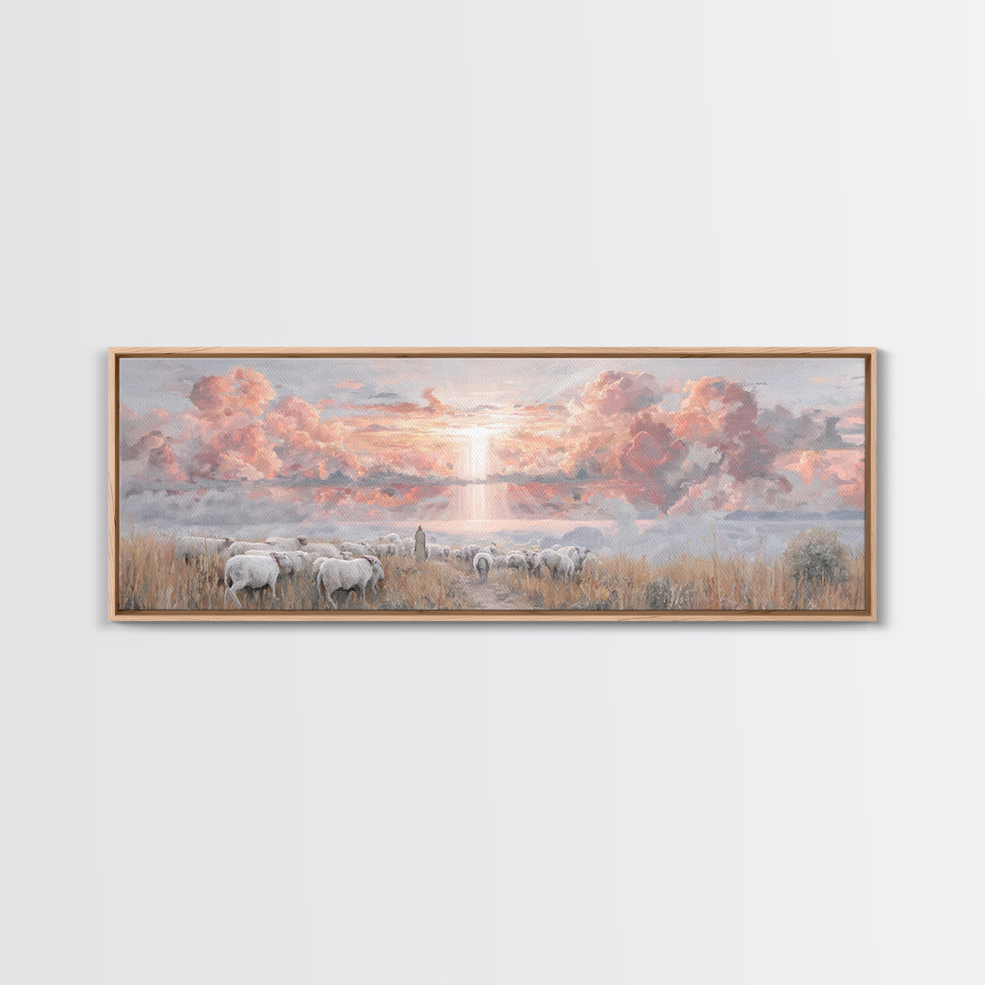 Stormlit Journey, Framed Canvas Print, Christian Wall Art, Panoramic Frame, Christian Art Canvas, Jesus Painting, Christian Christmas Decor